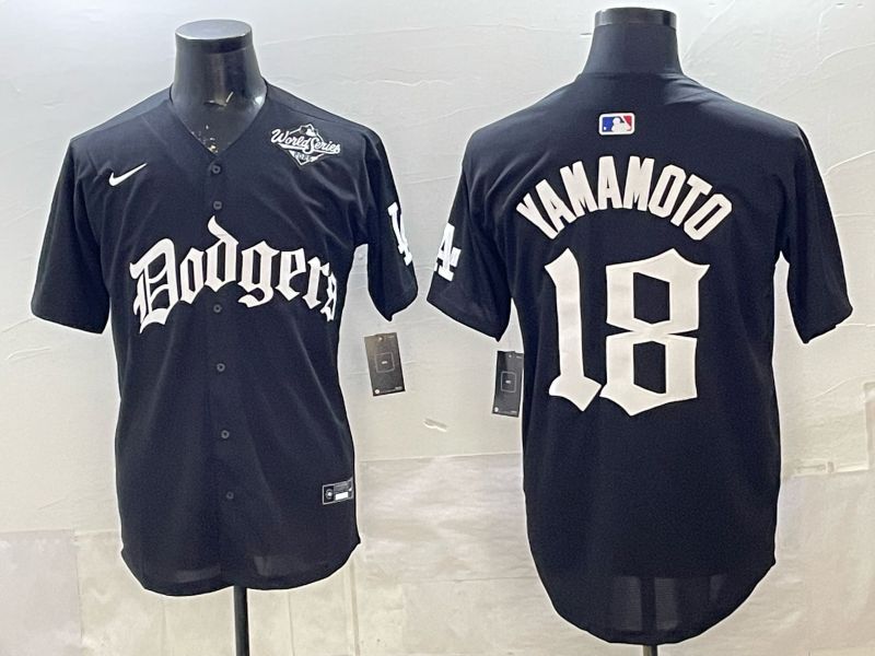Men 2026 Nike Los Angeles Dodgers #18 Yamamoto Black Game MLB Jersey 04->los angeles dodgers->MLB Jersey